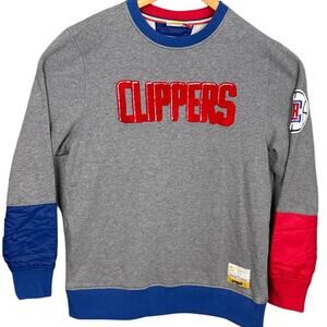 Pupil Los Angeles Clippers Crew Neck Sweatshirt Nylon Sleeves Embroidered Size L
